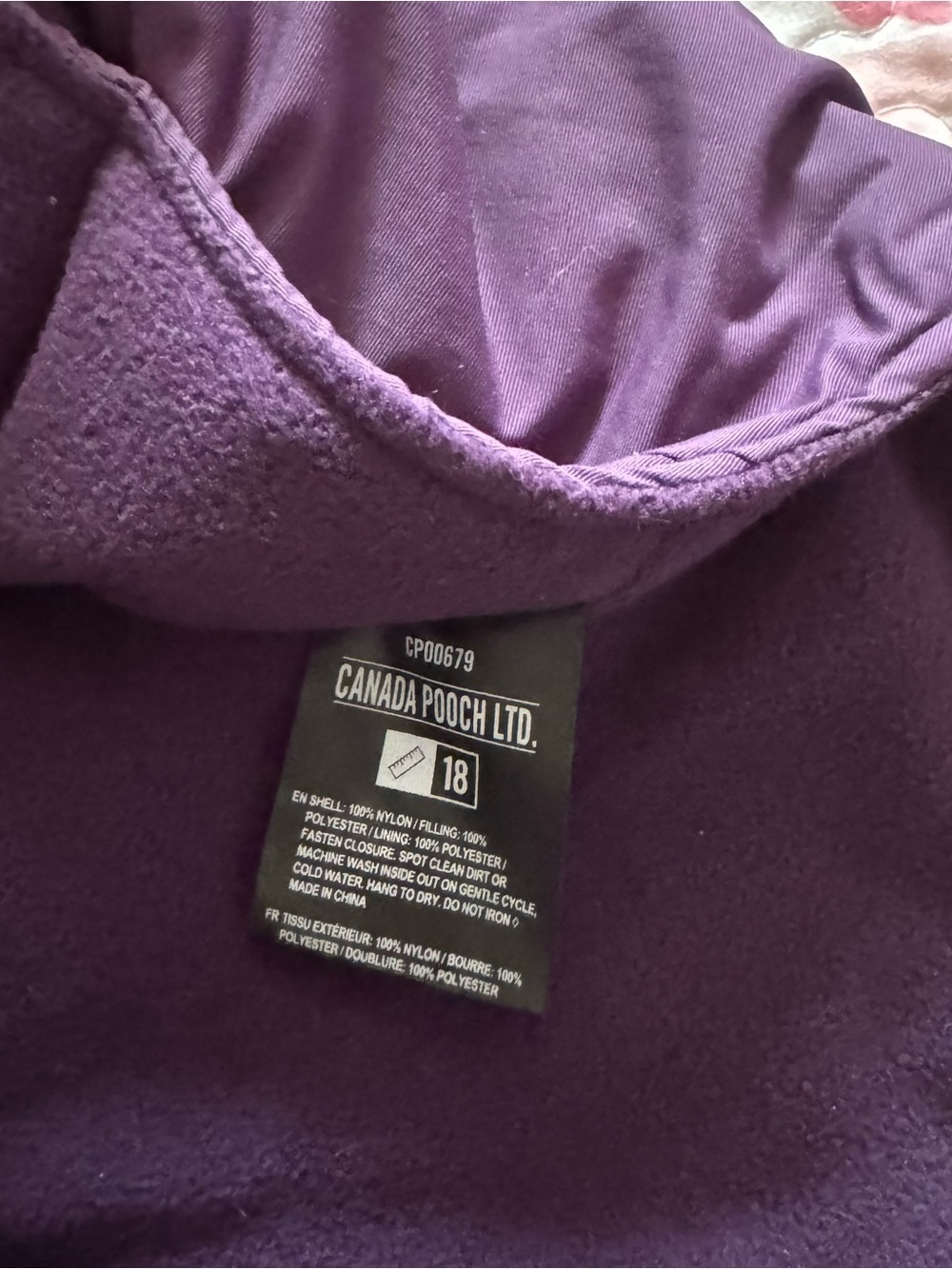 Size 18 Canada pooch purple dog jacket - Picture 3 of 4